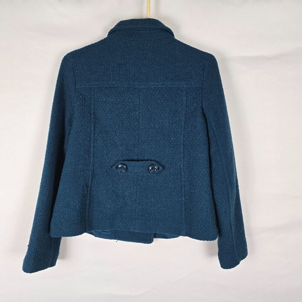 Vintage Frenchi Peacoat Women's Medium Wool Blend Collard Short Length Blue Teal - Picture 5 of 16
